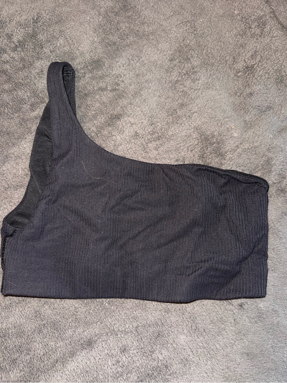 Lululemon black ribbed Nulu asymmetrical bra